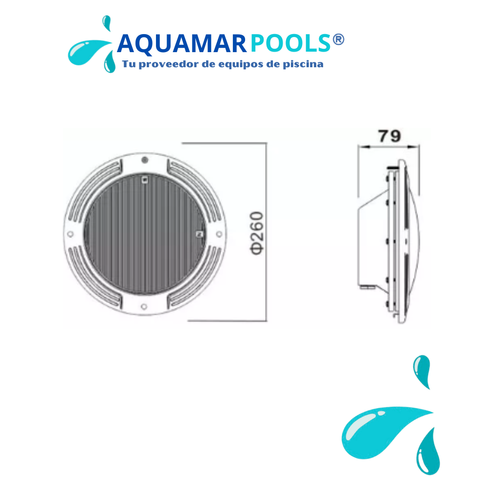 Luces para piscina de Acero Empotrable a colores - 24 watts