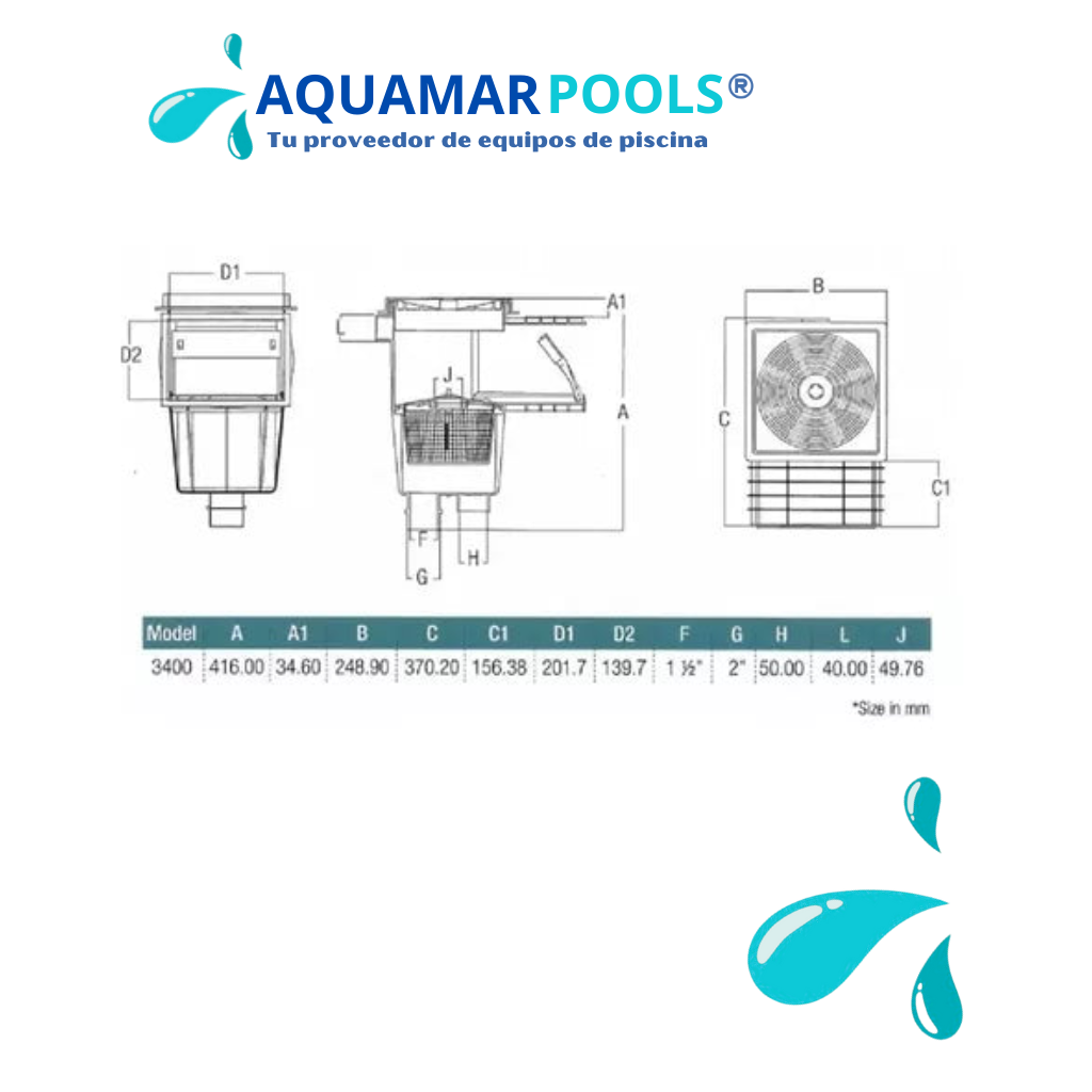 Desnatador de 8" Hayward para Piscina